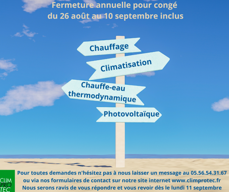 FERMETURE POUR CONGE ANNUEL