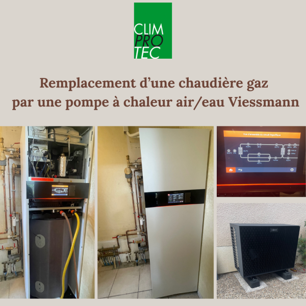 Remplacement chaudière gaz par pompe à chaleur air/eau Viessmann à La Teste-de-Buch
